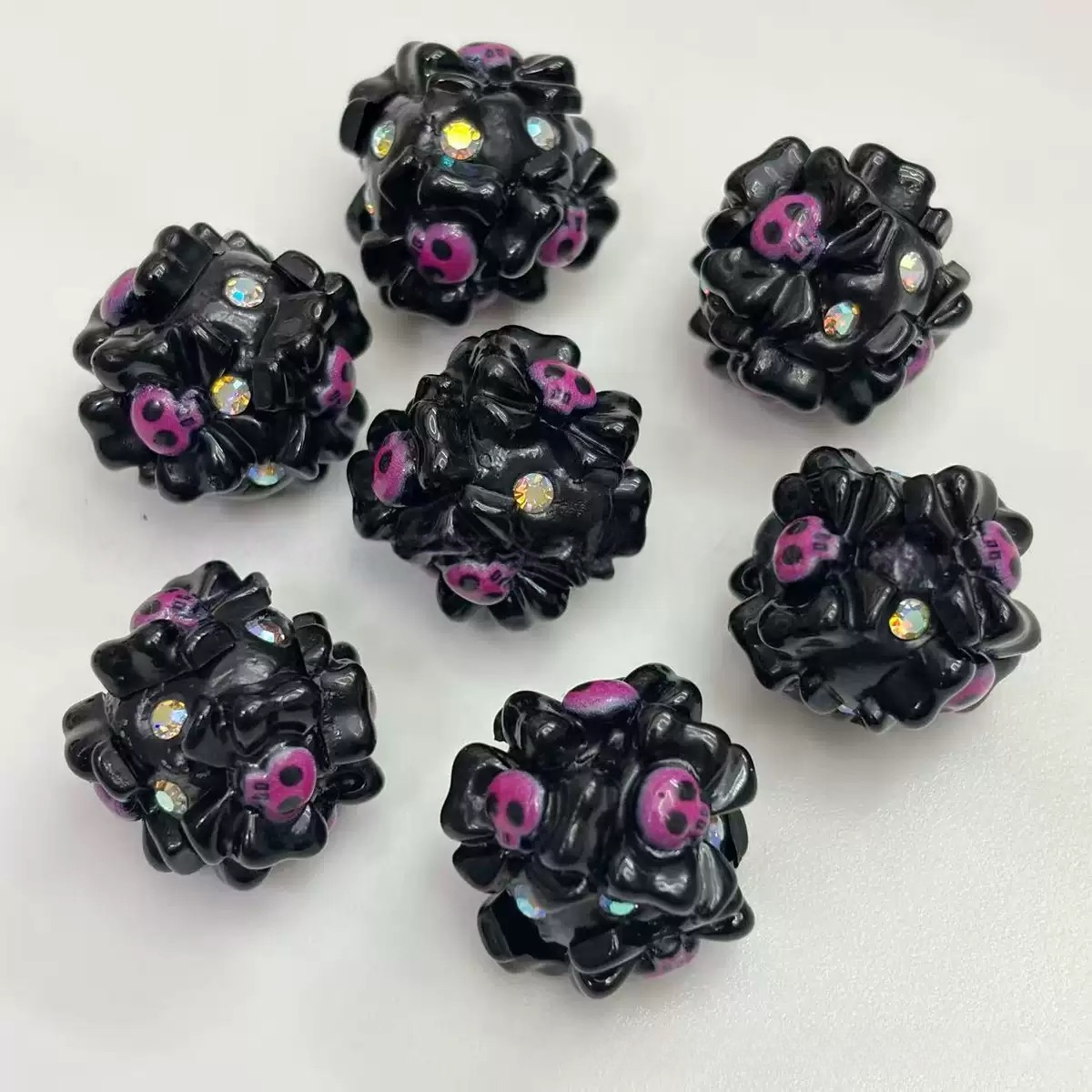 18mm pack of 50 heavy-duty ceramic flower beads for Halloween beaded jewelry, DIY accessories, phone chain beads, pen keychains