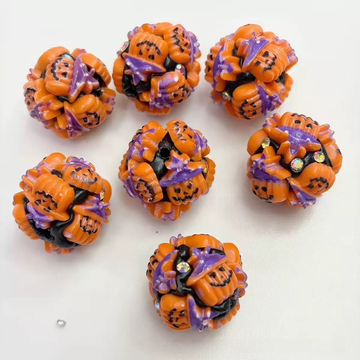 18mm pack of 50 heavy-duty ceramic flower beads for Halloween beaded jewelry, DIY accessories, phone chain beads, pen keychains