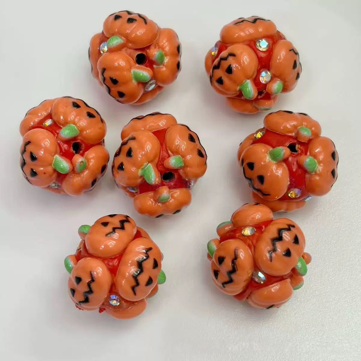 18mm pack of 50 heavy-duty ceramic flower beads for Halloween beaded jewelry, DIY accessories, phone chain beads, pen keychains