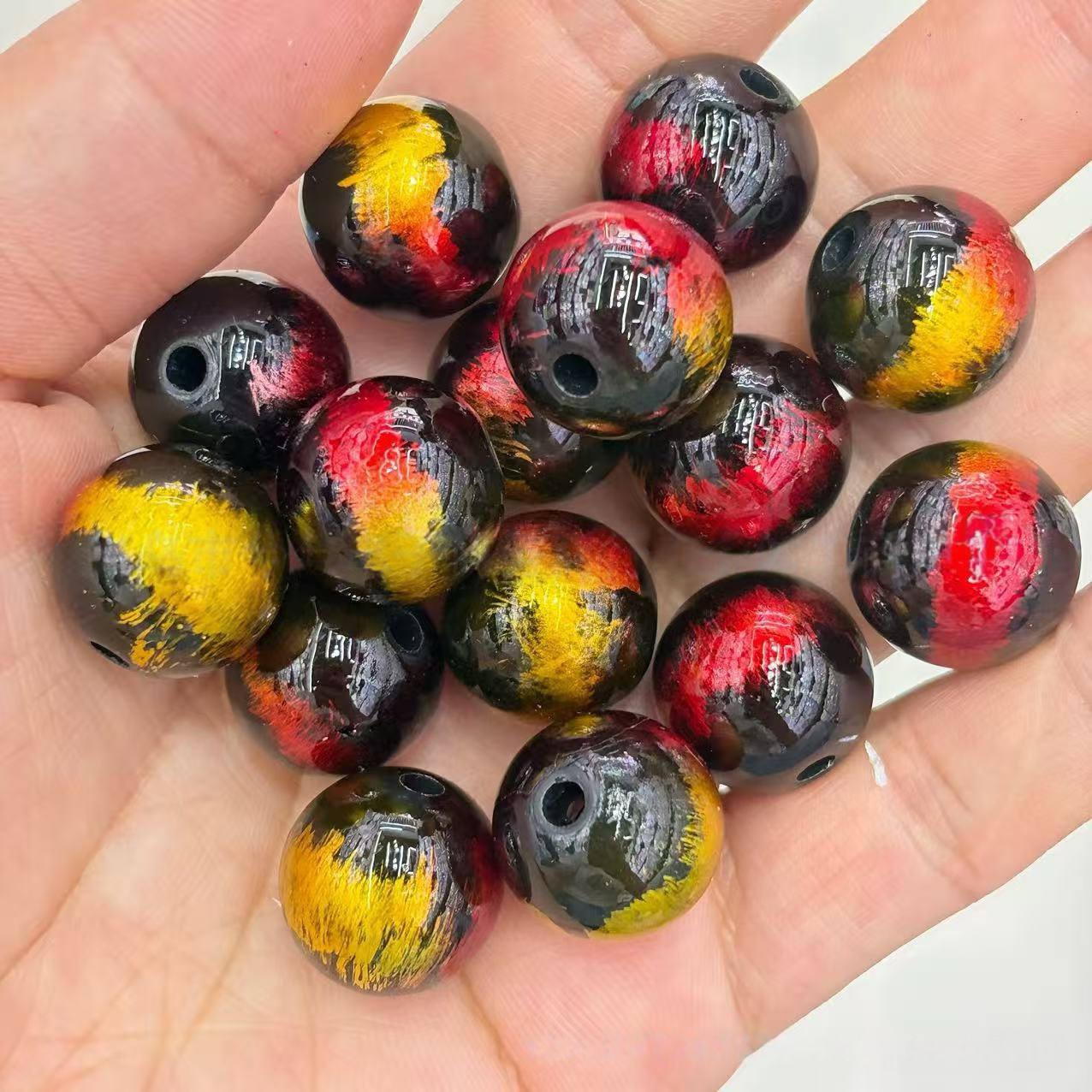 16mm 200 pieces dual-color gradient dark colored graffiti bead phone chain, bead pen keychain, bag chain, DIY accessory parts